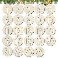 BETESSIN Adventskalender Zahlen Holz - Holzzahlen 1-24 für Adventskalender zum Basteln - runde Holzanhänger mit ausgestanzten Zahlen für Weihnachtskalender, Weihnachtsdeko, Geschenkanhänger (4 cm ø)