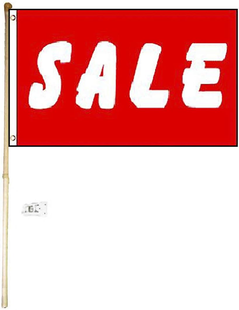 3x5 3'x5' Sale Red White Polyester Flag With 5' (Foot) Flag Pole Kit With Wall Mount Bracket & Screws (Imported)