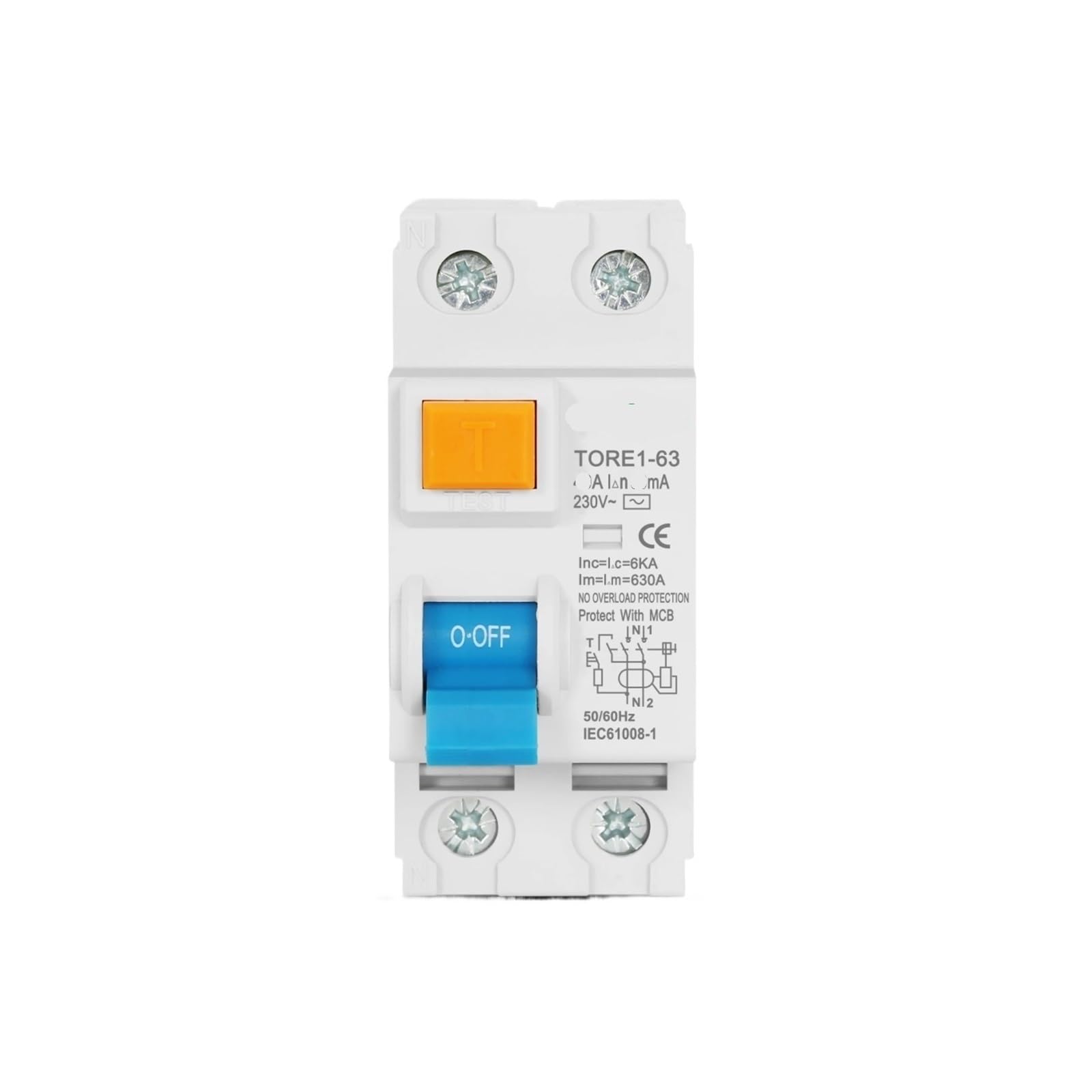 Disjoncteur différentiel 2P 100mA 230V 20A pour la protection des circuits électriques
