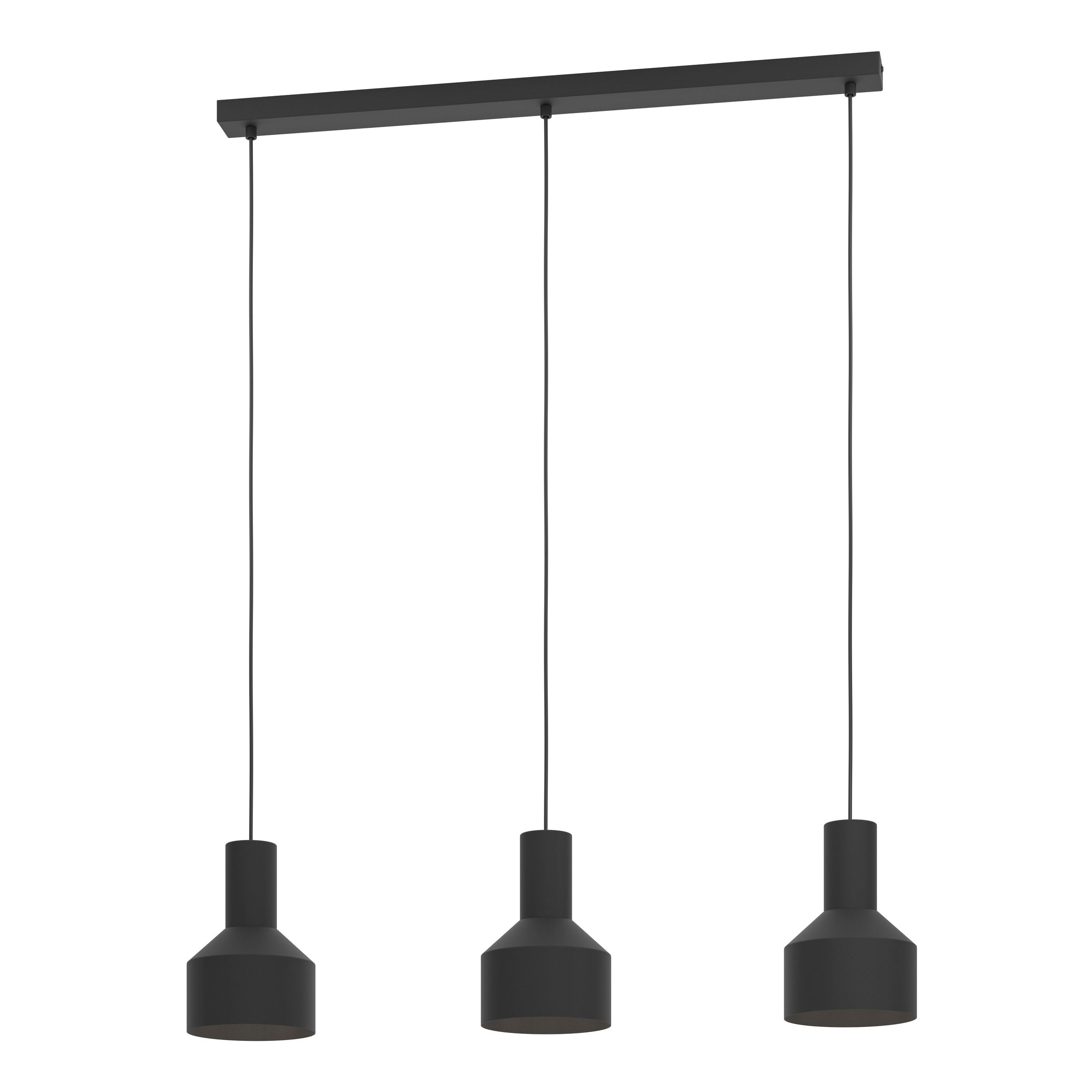 Eglo lámpara de suspensión Casibare, de 3 luces industrial, monocromática | iluminación de metal en negro, luz de salón colgante, casquillo E27
