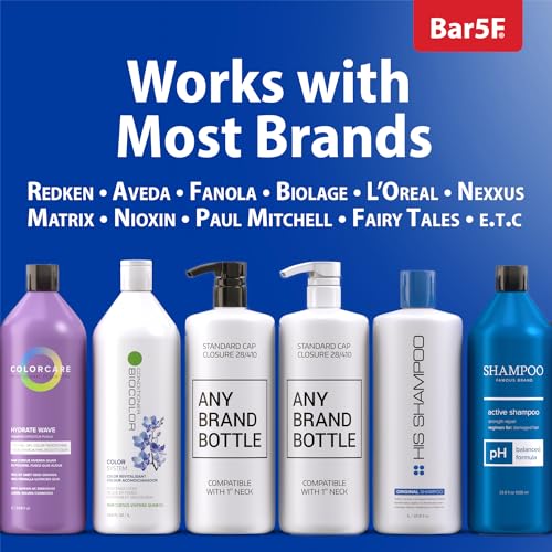 Bar5F Shampoo Pump, Fits 1" Inch Bottle Necks 1 Liter (33.8-Ounce) Bottles, Pumps for Conditioner, Lotion, Body Wash (2-Pack, Black)3