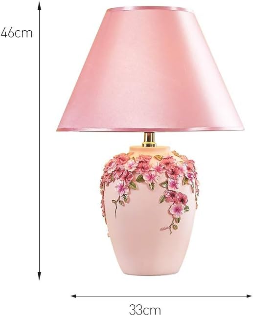 Bedroom Bedside Lamp European Style Eye Protection Led Table Lamp Wedding Gift Living Room (Color : Red) (Pink)