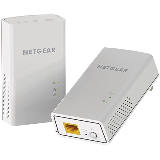 NETGEAR Powerline adapter Kit, 1000 Mbps Wall-plug, 1 Gigabit Ethernet Ports (PL1000-100PAS), White