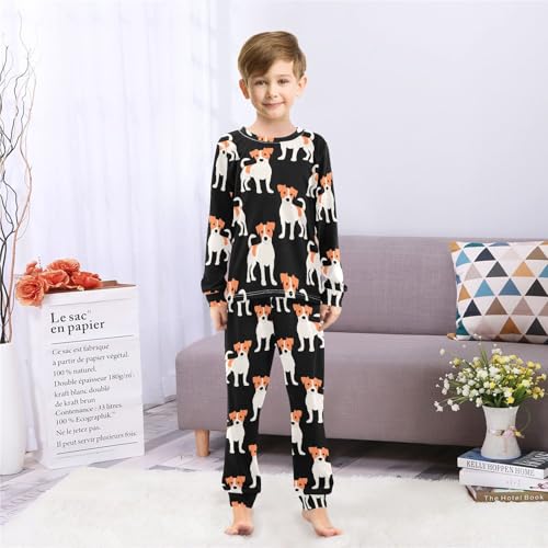 Long Sleeve Pajama Set for Girls Boys Kids,Dog Black Pet Comfy Nightwear Soft Loungewear,Family Matching PJs Underwear Set 3T4