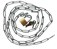 Stahlkette mit Vorhängeschloss Set – Robuste Kette mit Schloss + 3x Schlüssel – Länge wählbar 50 75 100 150 200cm – Verschließen & Versperren – Haushalt & Werkstatt (150cm)