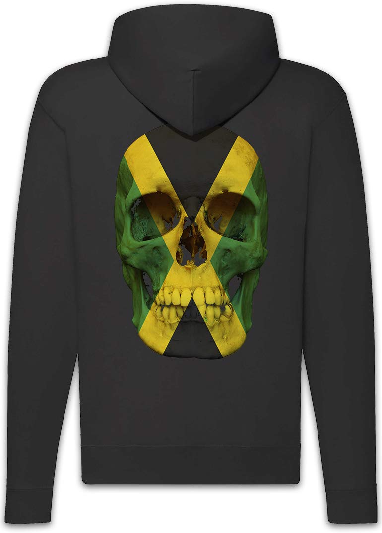 Urban Backwoods Jamaica Jamaican Skull Flag Felpa da Uomo con Cappuccio Zip Hoodie Zipper