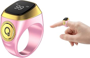 Smart Ring Counter, Smart Tasbih Zikr Ring, Muslim Islamic Prayer Smart Rings,Tasbih Counter Smart Ring, Digital Electronic Smart Tally Counter, Tasbeeh Smart Counter for Prayer Pink, 18mm