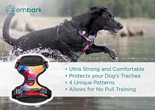 Embark Urban Dog Harness, Easy On and Off with Front and Back Leash Attachments & Control Handle - No Pull Training, Size Adjustable and Non Choke (Medium, Aurora)