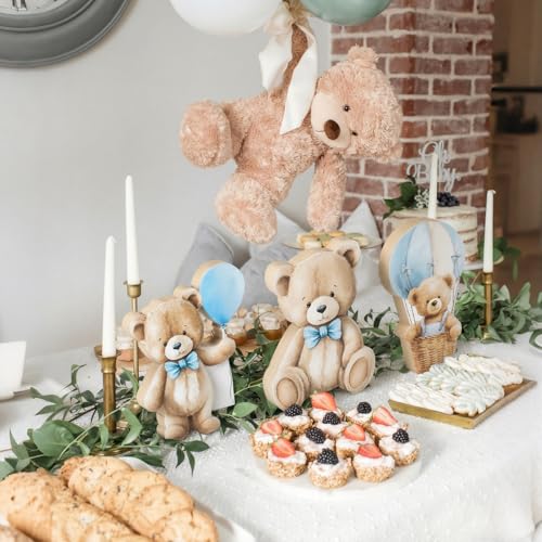 Novabright 3 Pcs We Can Bearly Wait Baby Shower Decor Wooden Bear Decorations Blue Bear Table Centerpiece for Boy Gender Reveal Birthday Party Favor Gift for Tiered Tray Desk Nursery Decor by Novabright - Used condition - Image 5