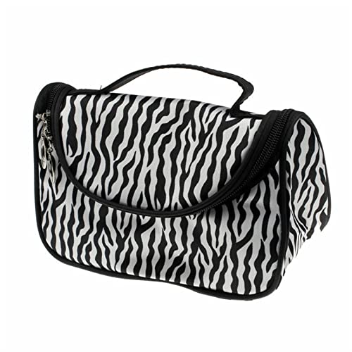 JINGYAN Bolsas de Aseo Women Large Makeup Bag Cosmetic Case Storage Handle Travel Organizer Lady Zebra Striped Bags