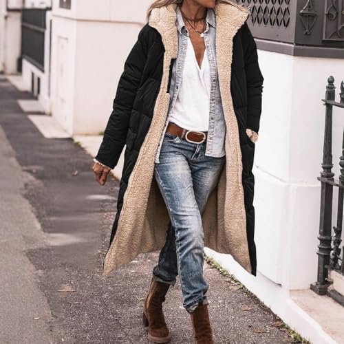 Long Puffer Coat Women Full Zip Sherpa Lined Quilted Jackets with Hood - image 2