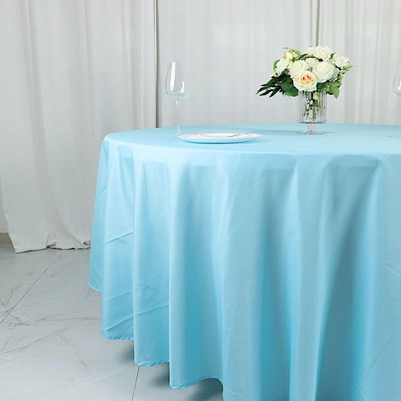 Miniatura 7 de 6 manteles redondos de poliéster de 108 pulgadas, color azul, para bodas, fiestas, banquetes, recepciones, eventos, cocina, comedor