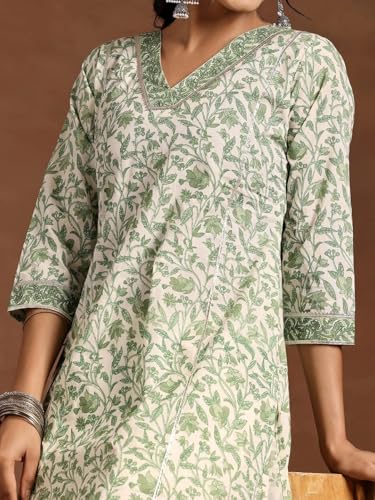 Image of New Cotton Leaf Printed Casual Straight Kurta for Women | Women Formal Kurti