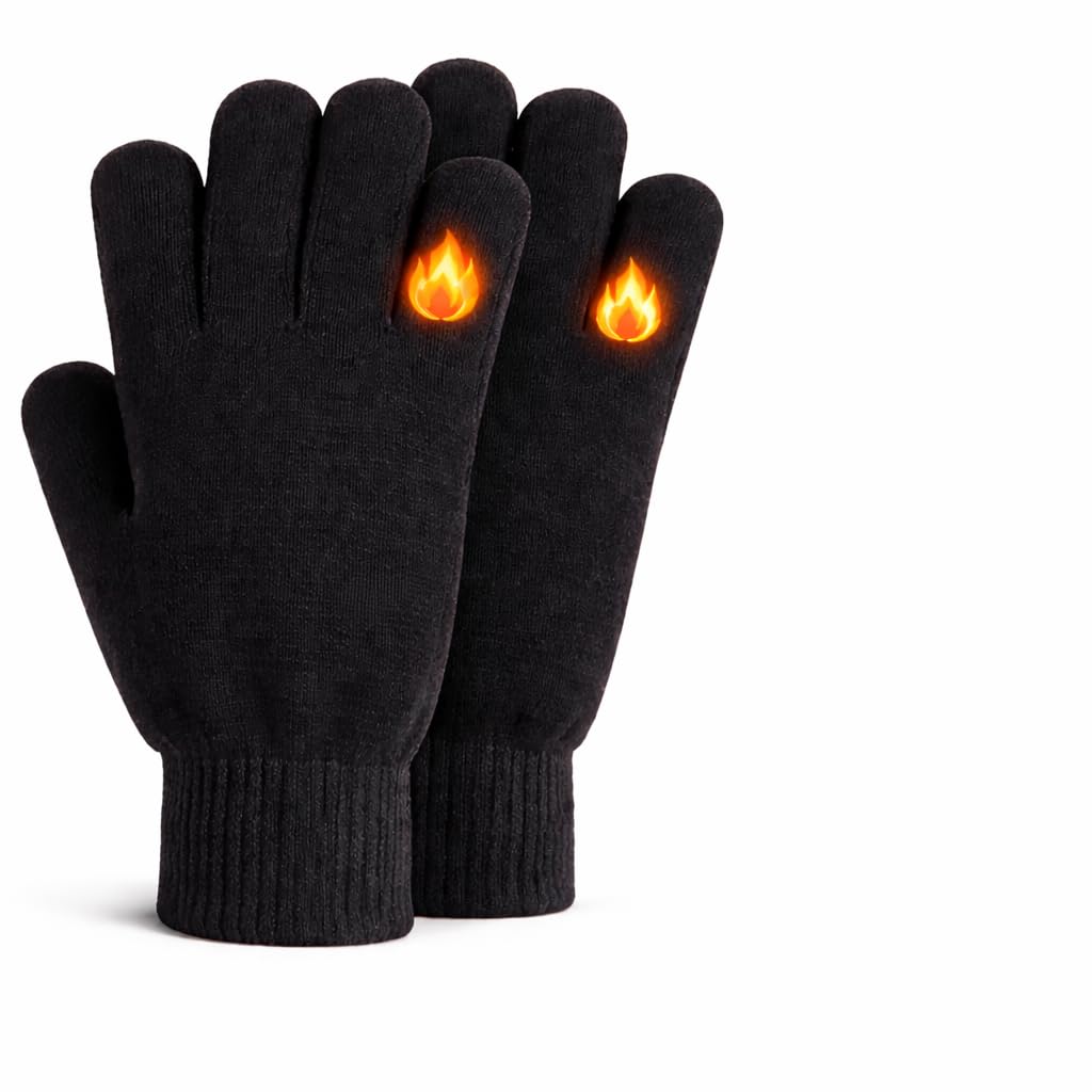 HiFEN® Men Thermal Knitted Winter Gloves Warm Black Insulated Hand Warmers