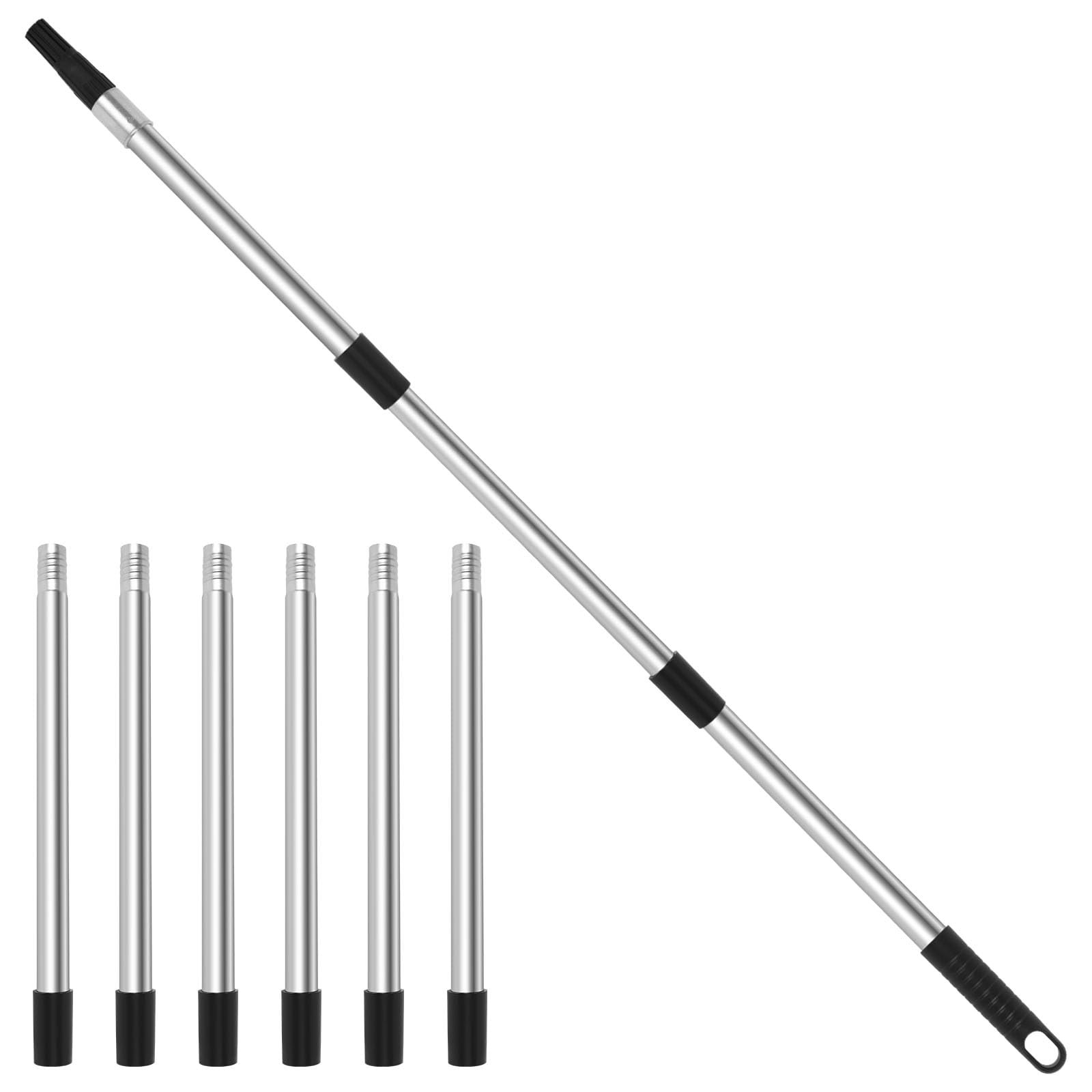 Sutowe 3.3M Paint Roller Extension Pole, 9X Stainless Steel Telescopic Poles Extension Handle With Tapered Adapter For Painting And Cleaning Tools