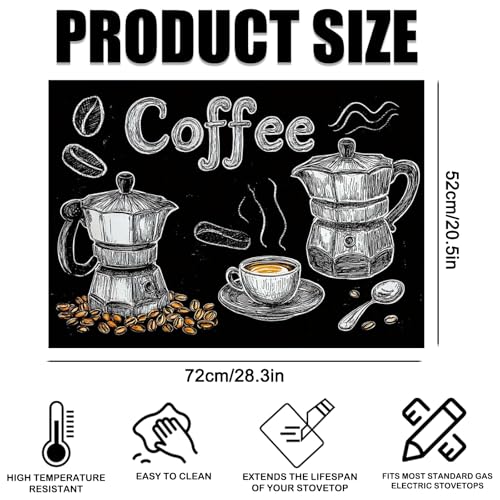 Image of Nuxovilar Stove Top Cover for Electric Stove, 20x28 Inch Polyester Glass Cooktop Protector with Coffee Cup & Bean Motif, for Kitchen Decor & Daily Use