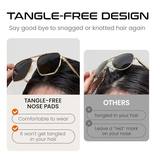 SODQW Tangle Free Aviator Sunglasses for Women Men Square Polarized Double Bridge Sun Glasses for Driving & Traveling3