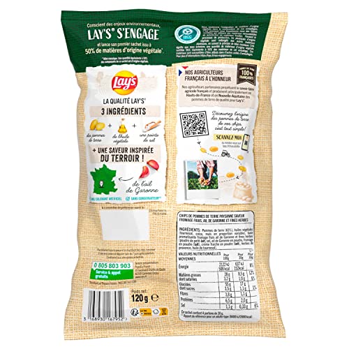 Chips Recette Paysanne Saveur Fromage Frais Ail De Garonne Et Fines Herbes Lay' Le Sachet De - vue 7