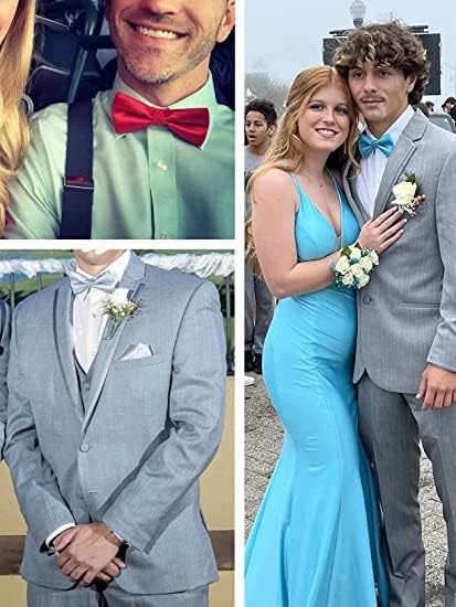 Alizeal Mens Solid Color Mini Squares Formal Banded Pre-tied Bow Ties, Pocket Square, Cufflinks Set Wedding Party Business - Image 7