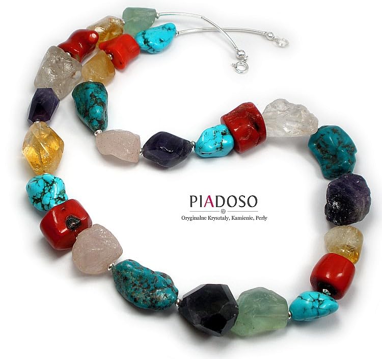 ARANDE Collana con pietre naturali, corallo, argento Sterling 925