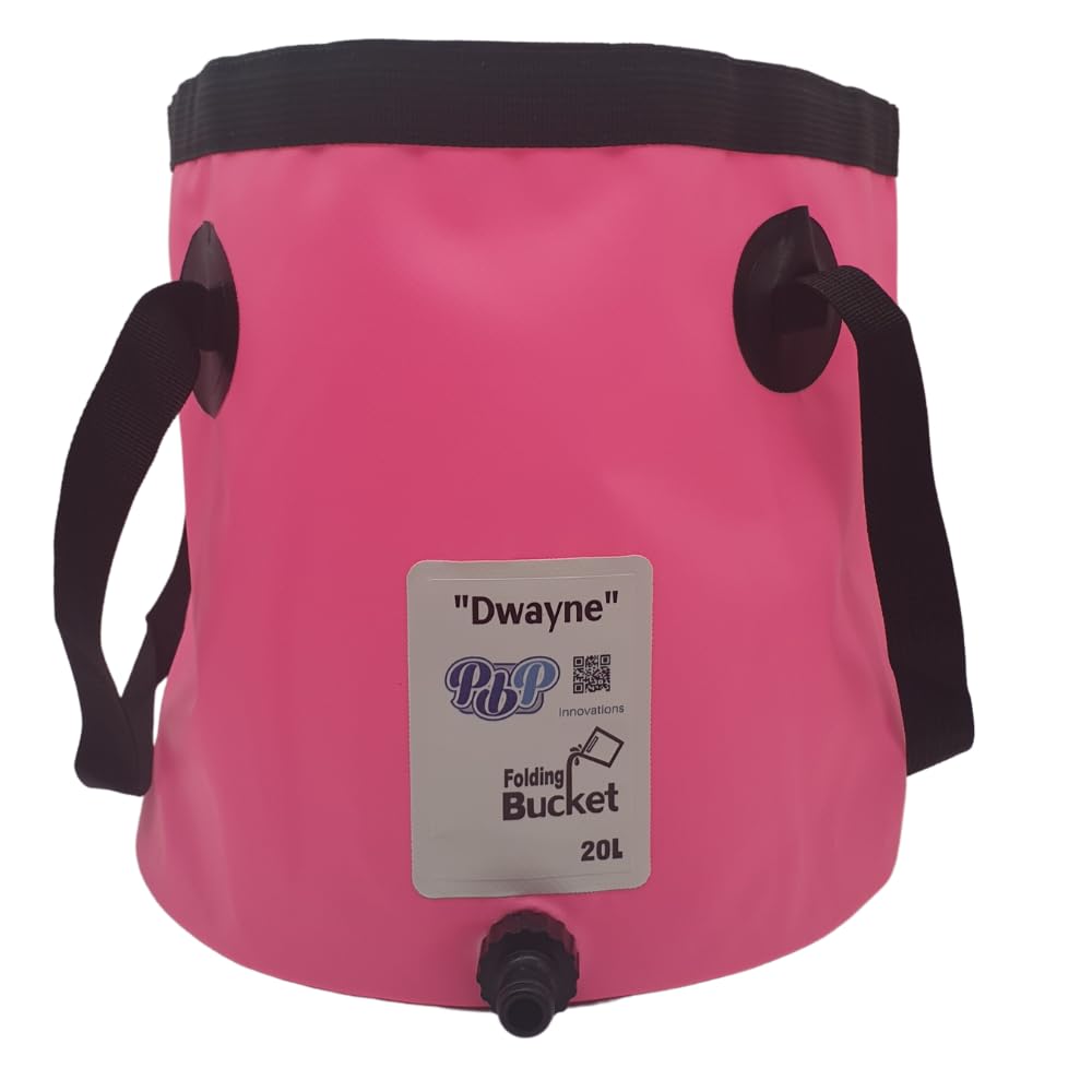 Pbp Pink Handy Folding Bucket 20L - "Dwayne" With Quick Hose Connector (Pink)