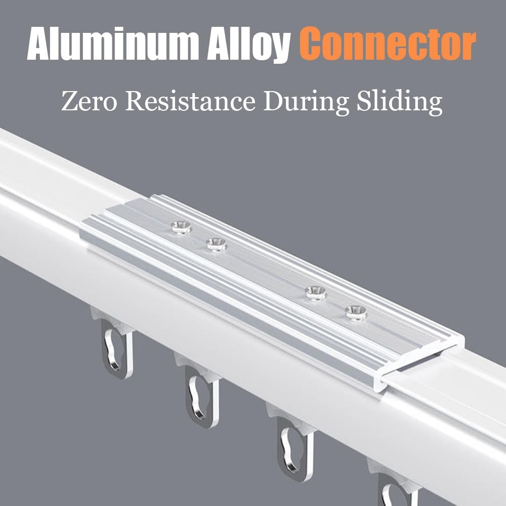 Rail de rideau en alliage d'aluminium de 4,8 m pour plafond ou mur, pour salon, chambre à coucher et douche, installation facile, design élégant noir