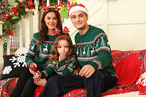 Image of Cowasto Mens Crewneck Christmas Sweater Family Matching Sets Knitted Sweater Pullover