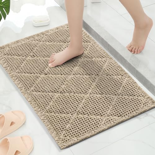 Flamingo P Waffle Bath Mat, 24x17 Inch, Taupe