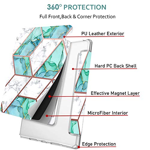 Image of DuraSafe Cases For iPad PRO 12.9 Inch 2nd [ Pro 12.9 2 Generation 2017 ] A1670 A1671 MQEF2HN /A MQED2HN /A MQEE2HN /A MQDC2HN /A MQDD2HN /A Printed PC Lightweight Protective Clear Back Cover - Marble Green