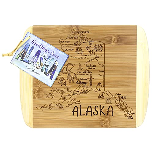 Image of Totally Bamboo A Slice of Life Alaska Engraved Map Cutting Board