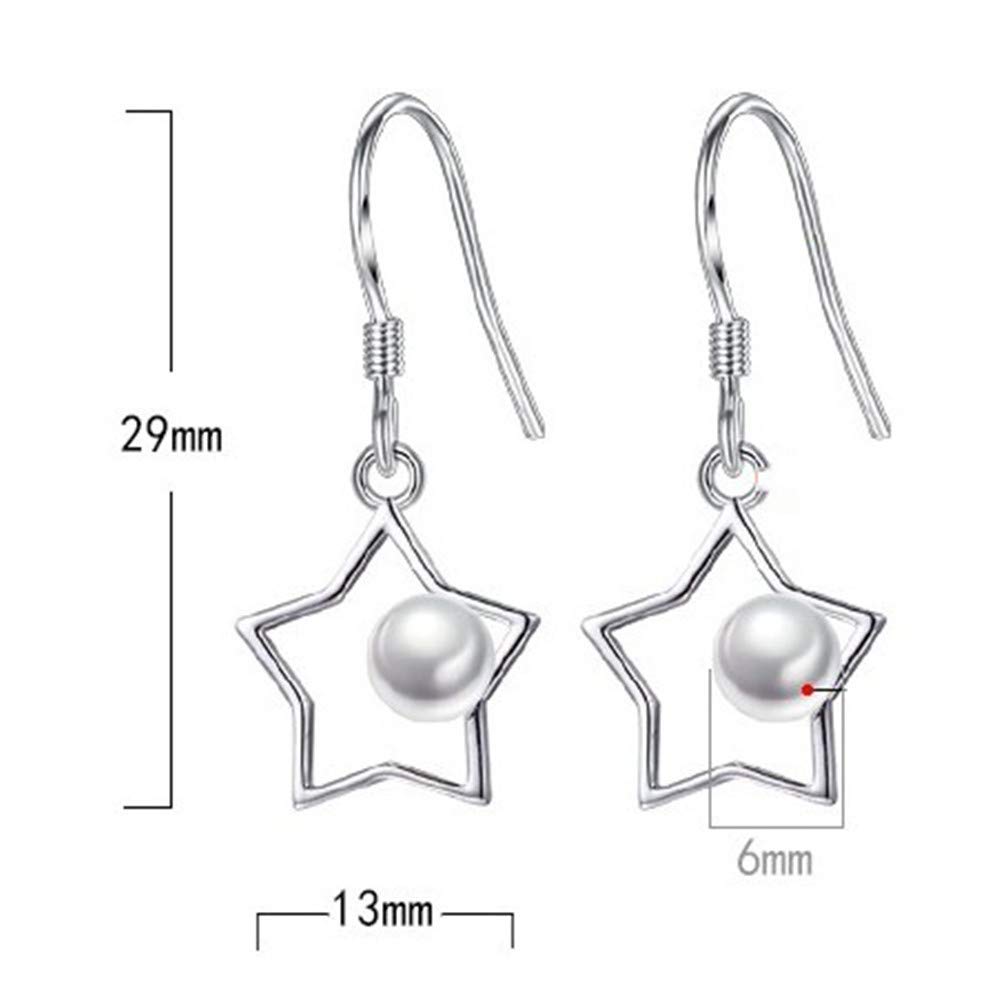 Zestaw eleganckich kolczyków Kolczyki damskie Biżuteria 925 Sterling Silver Star Pearl Wisiorek Kolczyki Hoop Drop Dangle Kolczyki ślubne Kolczyki sztyfty Biżuteria Akcesoria Prezent miłosny Prom