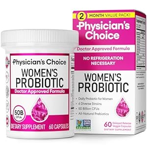 Physician’s Choice Probiotics – PH Balance, Digestive, UT, & Feminine Health – 50 Billion CFU – 6 Unique Strains for Women – Organic Prebiotics, Cranberry Extract+ – Probiotic – 60 CT