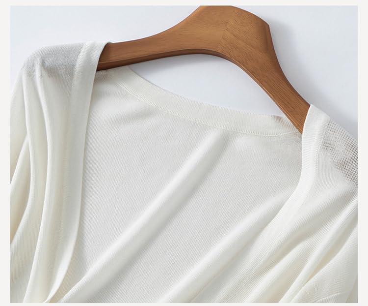 Cardigan Donna Cardigan Elegante in Maglia da Donna Corto con Maniche A 3/4 Bolero Coprispalle Top Estivo Leggero Mini Giacca Morbida E Accogliente Maglietta in Tencel Maglia Aperta sul D