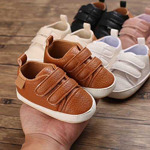 Image of Clowora Baby Boys Girls Shoes Non-Slip Rubber Sole Sneakers Infant First Walking Toddler Crib Shoes Newborn Loafers Flats.