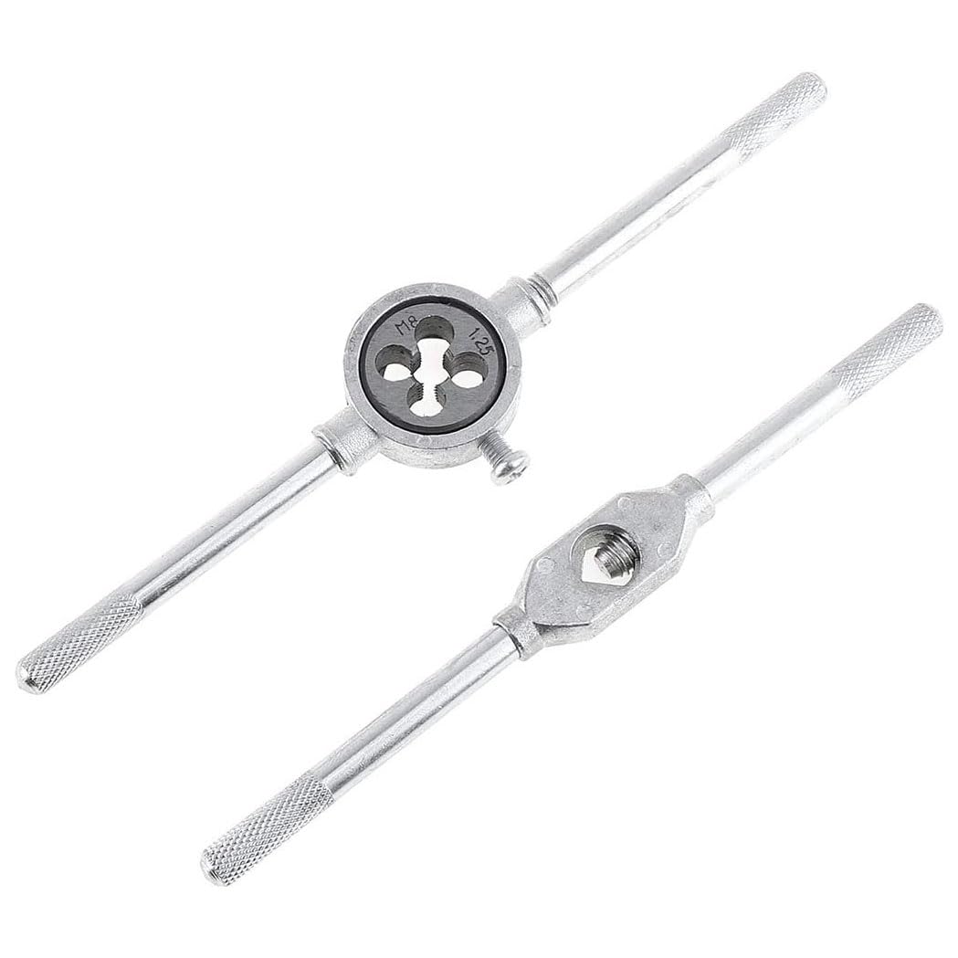 UPTODATETOOLS 20pcs Alloy Steel SAE, Tap and Die Set, Metric Standard Tap and Die, SAE Thread Tool, Essential Threading Home Tool Cutting Threads for Cutting External and Internal Threads 2