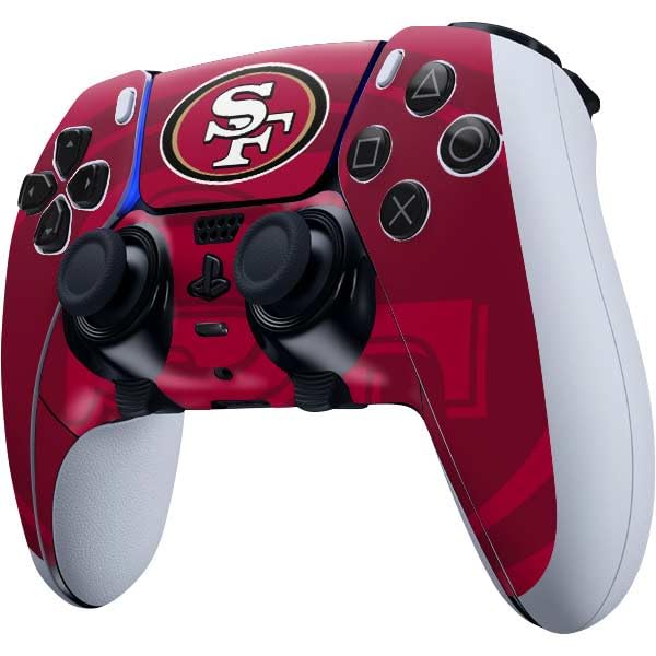 Miniatura 2 de Skinit Calcomanía para juegos compatible con el controlador PS5 DualSense Edge Pro, con licencia oficial de la NFL San Francisco 49ers Double Vision