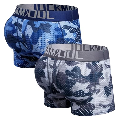 JOCKMAIL Men's Boxer Briefs Mesh Mens Underwear Boxer Back Mens Padded Underwear Boxer with Hip Pad