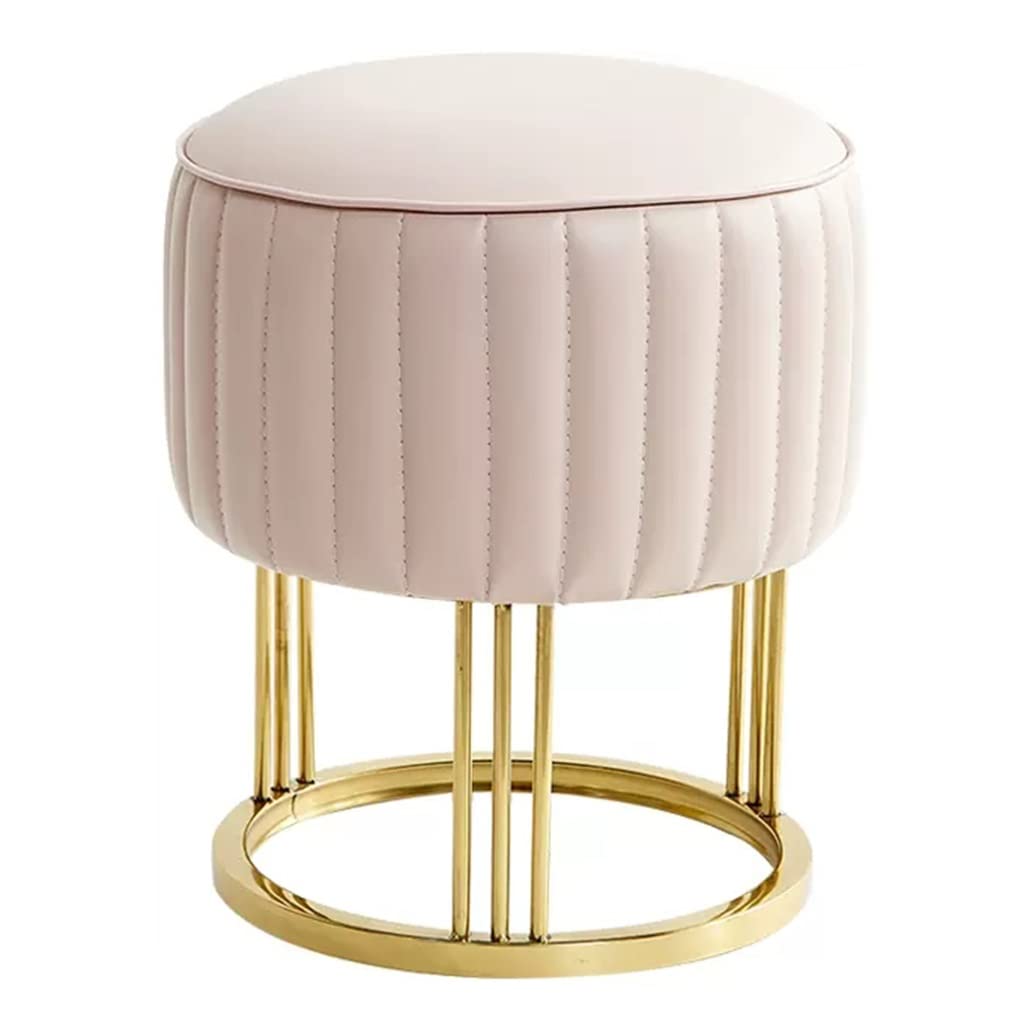 Banc en cuir haut de gamme et tabouret rond rembourré aux finitions métal