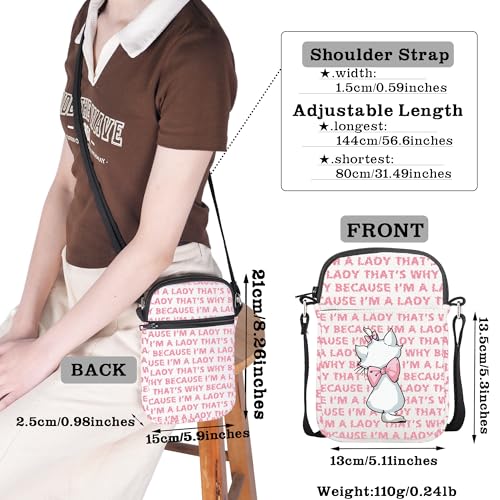 CMNIM Ladies Cats Gifts Cartoon Cat Movie Crossbody Purse Because Im a Lady Thats Why Gift for Fans Shoulder Bag4