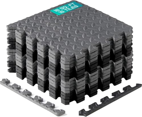 Image of Yes4All EVA Interlocking Mats, Puzzle Floor Tiles, Foam Floor Padding with Border for Furniture, Home Space, Living Room, Garage 11,15,32,99 SQFT