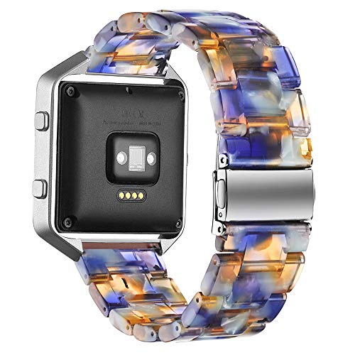 Image of Resin Band Compatible with Fitbit Blaze,Women Men Metal Frame Housing+ Resin Accessory Band Wristband Strap Blacelet for Fitbit Blaze Smart Watch Fitness(Blue)