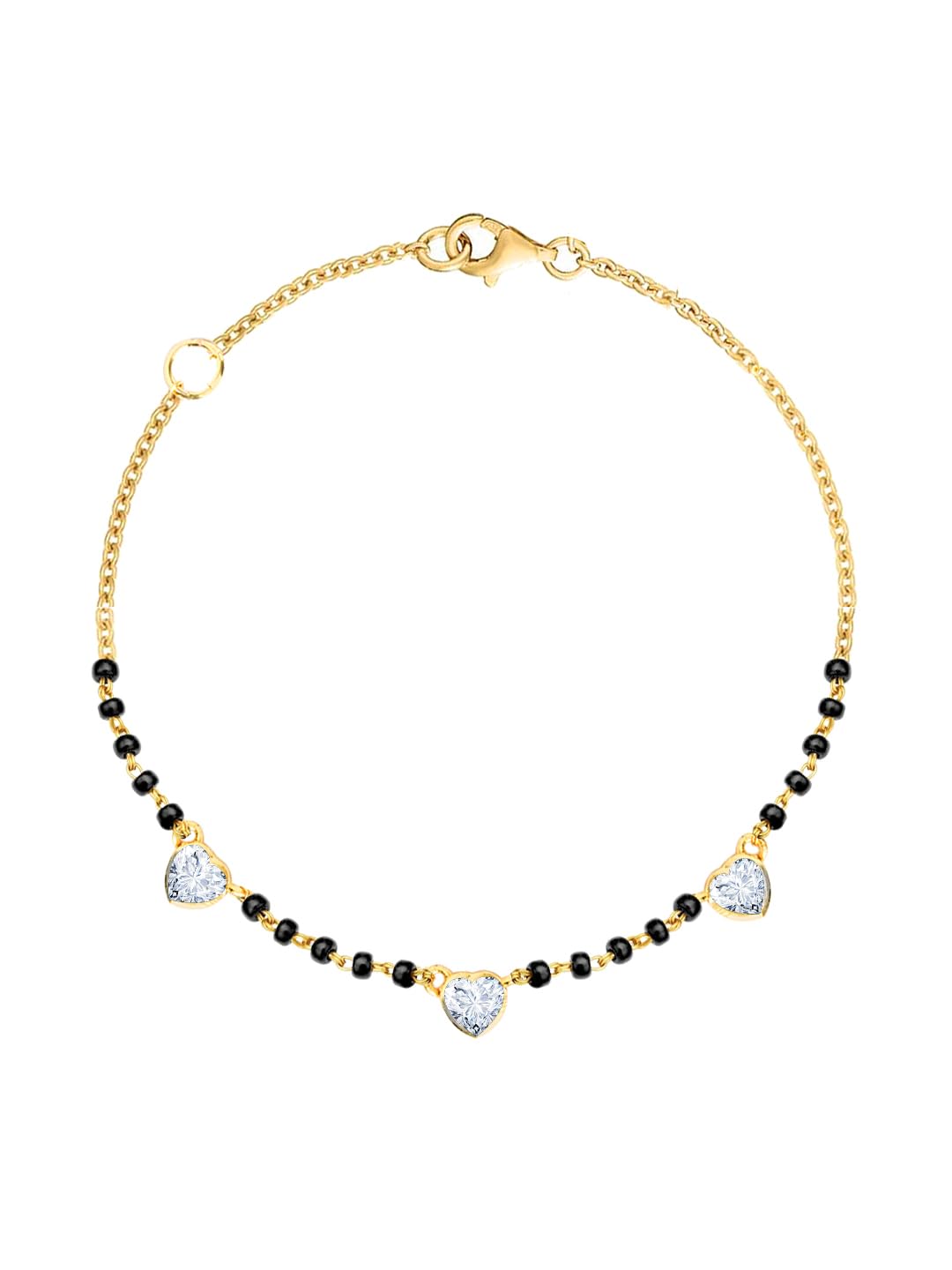 Heart Shape Hanging Anklet With Solitaire Crystal Diamonds Painjan Payal Leg Mangalsutra Chain Foot Jewellery For Women and Girls