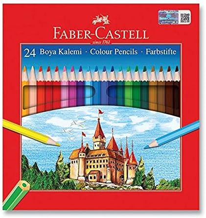 Faber-Castell Karton Kutu Boya Kalemi, 24 Renk, Yumuşak ve Canlı Renkler, Kolay Açılır, Kırılmaya Dayanıklı Uçlar, Uç Kırılmasına Karşı Dayanıklılığı Artıran Özel Yapıştırma Sistemi - Görsel 1