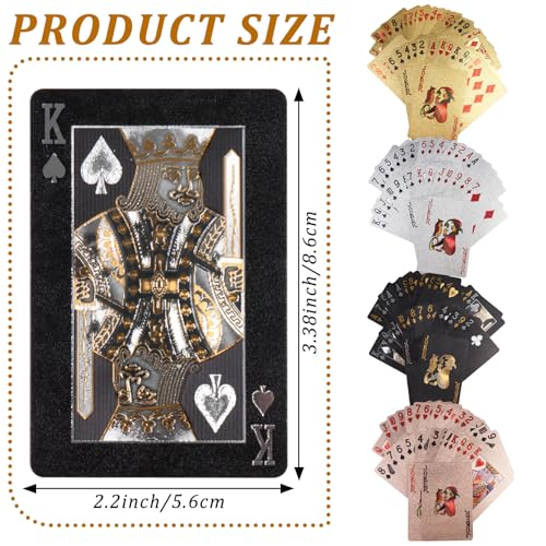4 Decks, wasserdichte Spielkarten, Kunststoff, Goldfolie, Spielkarte, Standard-Pokerkarten, 4 Farben, coole Spiele, Geschenke für Erwachsene, Familienfeier und Spiel (Gold, Silber, Roségold, – Bild 5