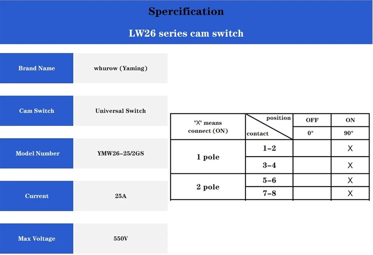 Electric Universal Conversion cam Switch LW26-25GS/04 380V 25A Power Cut-Off knob Isolation Master Control Padlock Off-ON