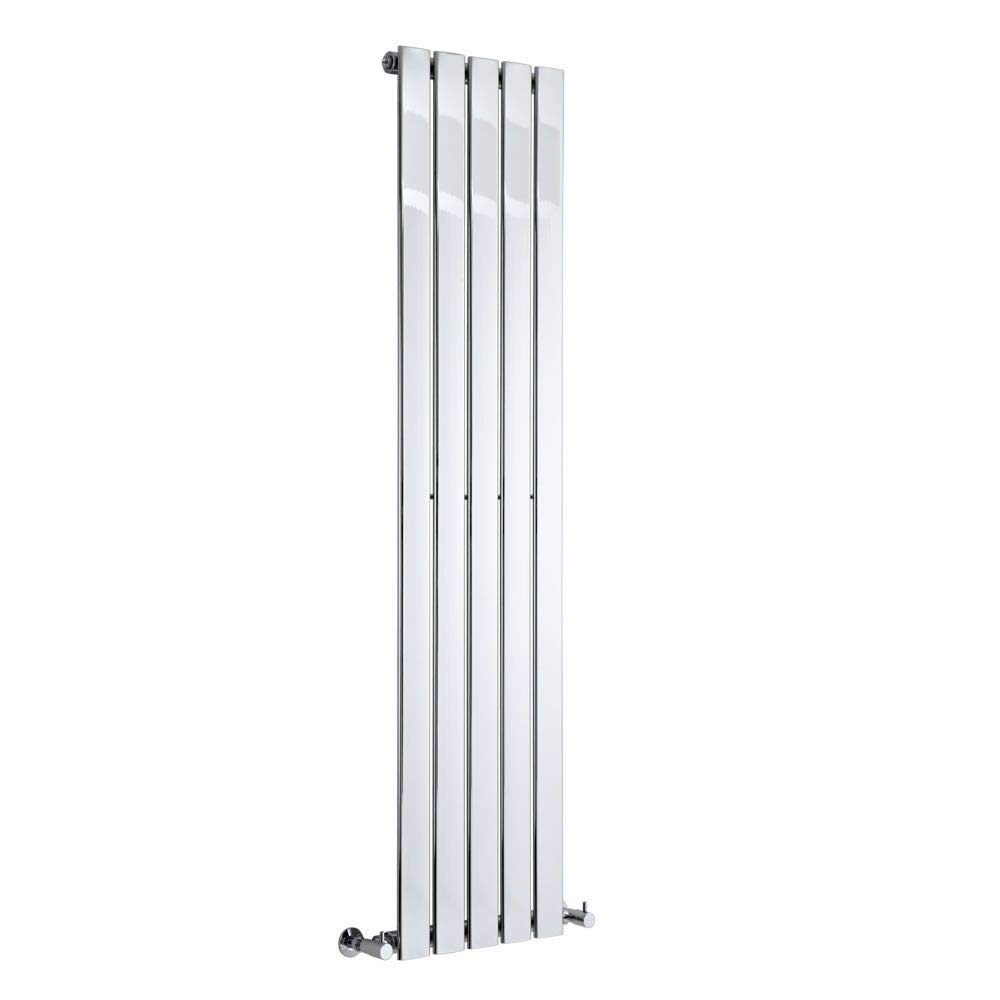 Milano Alpha Chrome Vertical Single Flat Panel Radiator - 1600mm x 375mm
