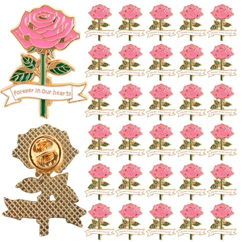 Broche commémorative rose en émail pour honorer un proche avec ferveur et dignité