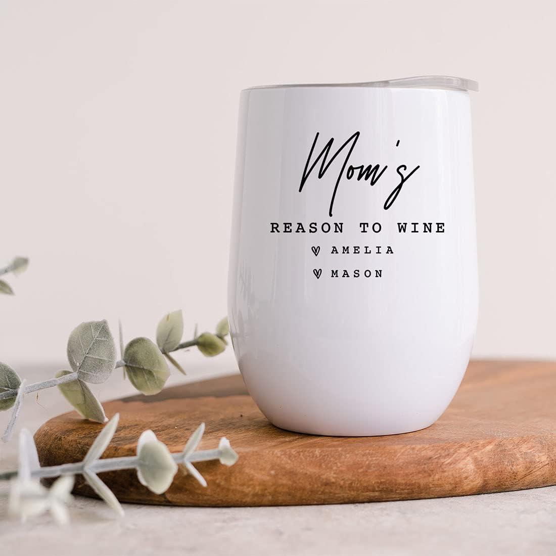 Andaz Press Funny Mother's Day Wine Tumbler with Lid, Mom's Reason To Wine Custom, 12 Oz Stemless Stainless Steel Insulated Birthday Christmas Gift for New Mom Mama Tumbler Mom Tumbler Mom to Be - Image 3