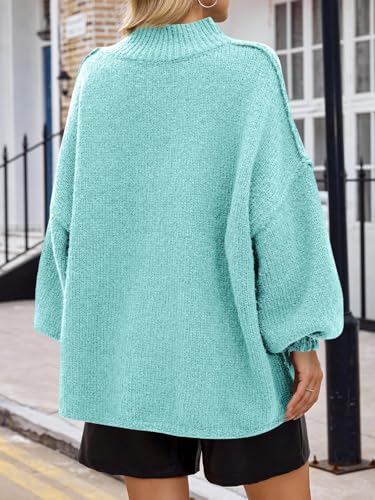 Image of Saodimallsu Womens Oversized Sweaters Mock Neck Batwing Long Sleeve 2026 Fall Trendy Ribbed Knit Casual Tunic Sweater