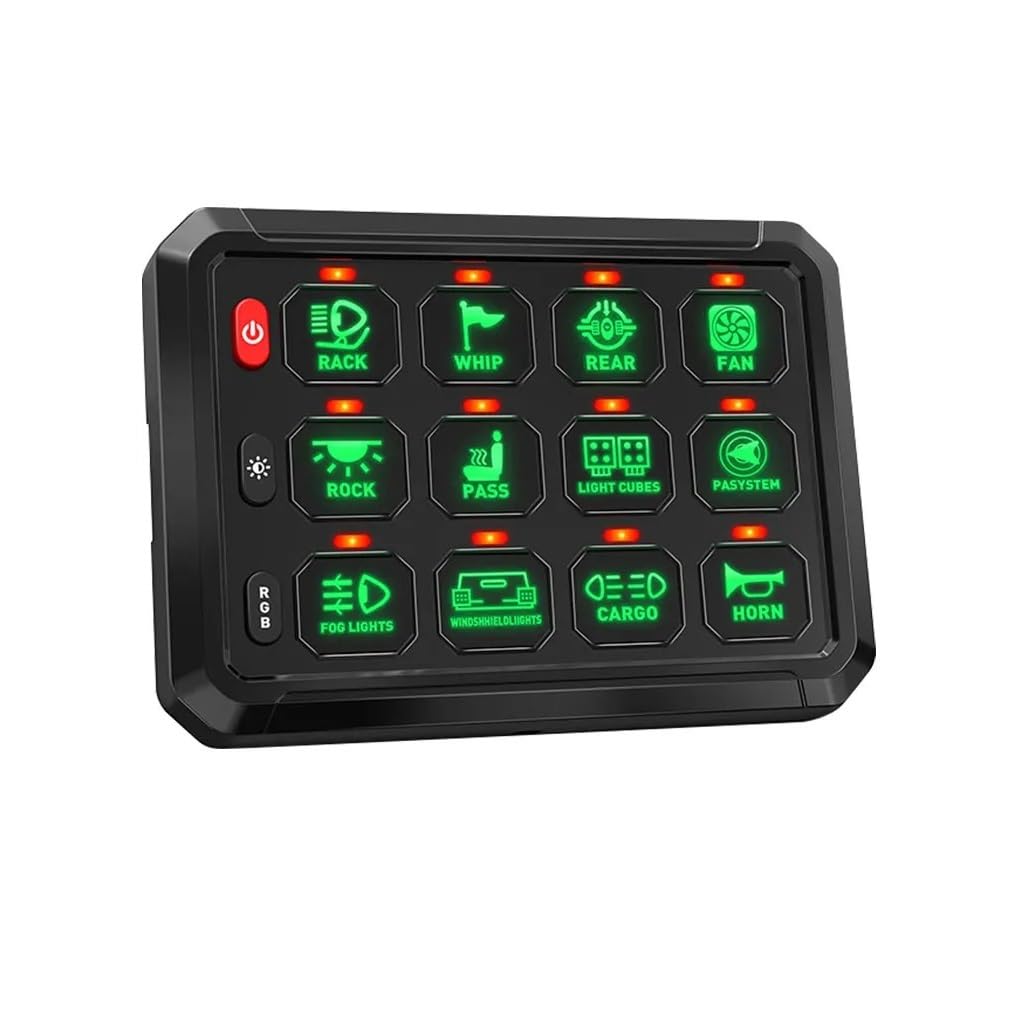Lenksäule Blinker Lichtschalter Fit Für Autos Lkw Boot UTV 4X4 4WD 12/8 Gang Schalter Panel RGB Led Arbeit Licht DIY Bar box Controller(12 Gang)